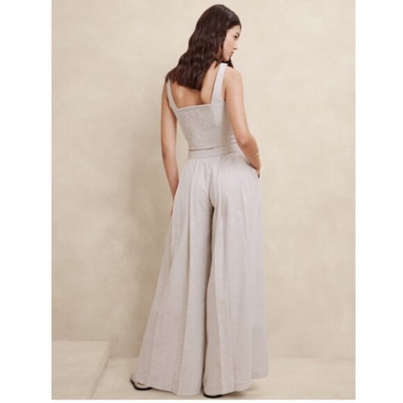 Banana Republic Linen-Blend PALAZZO Black BOHO Pant Size 4 PETITE #852050 RT$110 - Picture 6 of 7